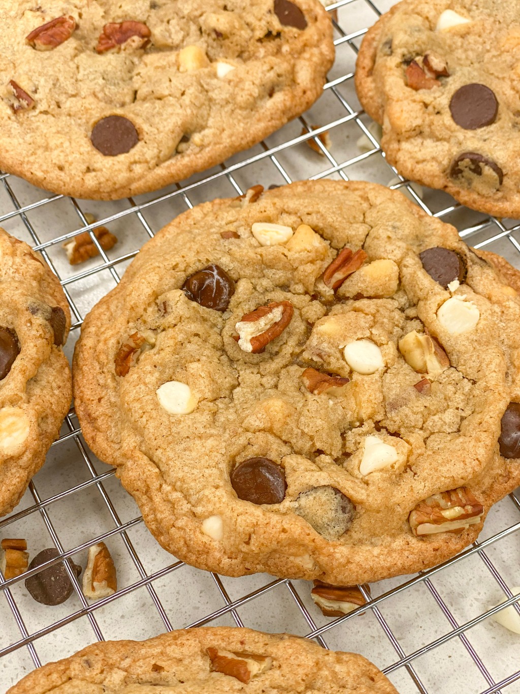 Soft and Chewy Double Chocolate Chip Pecan Cookies